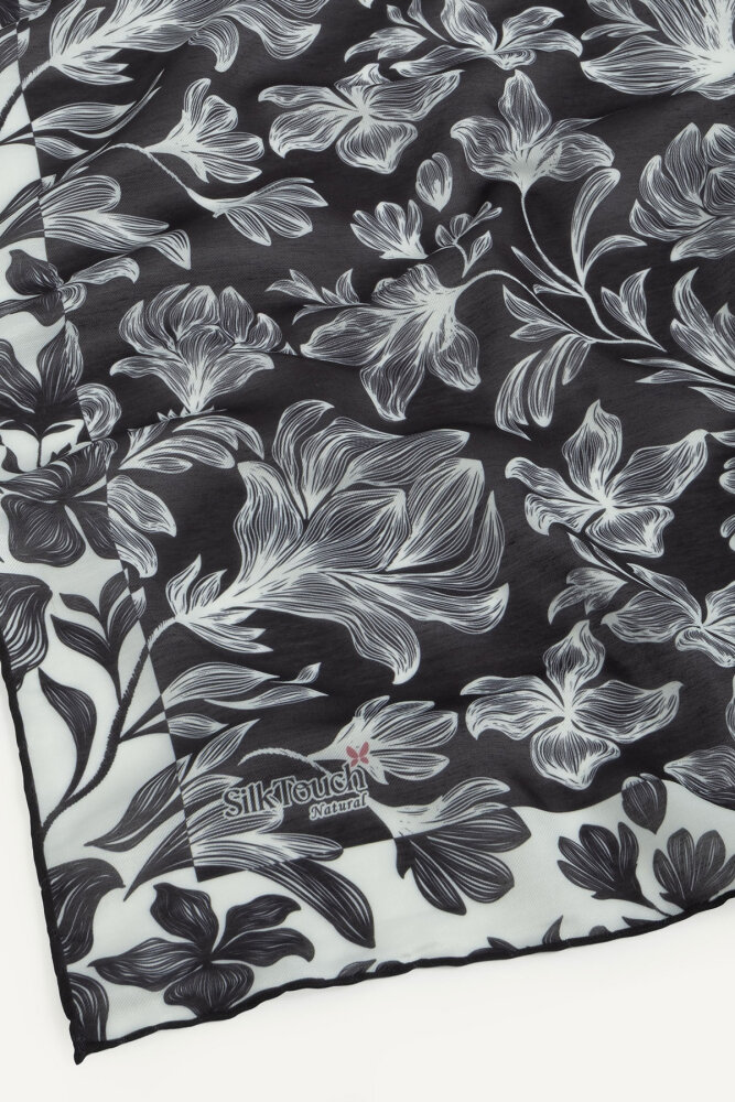 Siyah Zambak Desen Natural Eşarp - 3