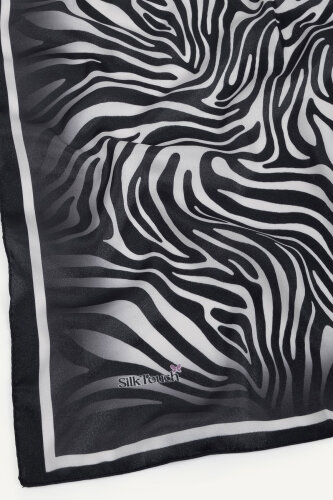 Siyah Zebra Desen Kristal Eşarp - 3