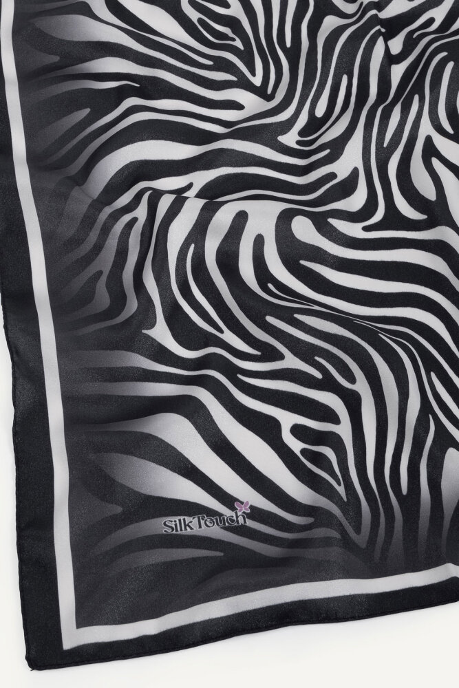 Siyah Zebra Desen Kristal Eşarp - 3