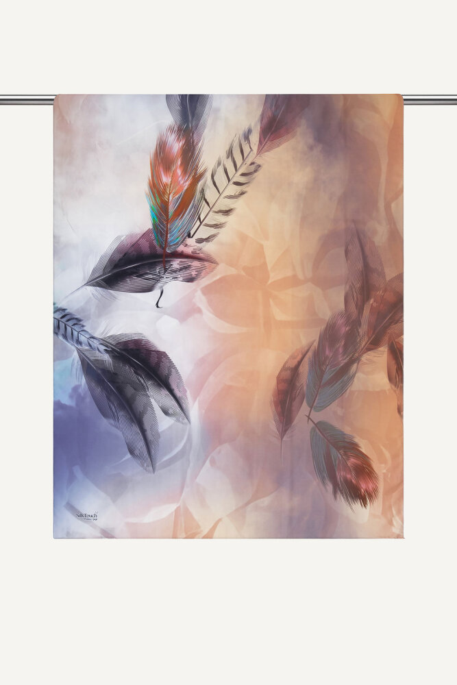 Somon Kehribar Tüyü Desenli Fransız İpeği Şal - 2