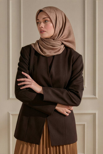 Taba Monogram Desen Mercan Eşarp