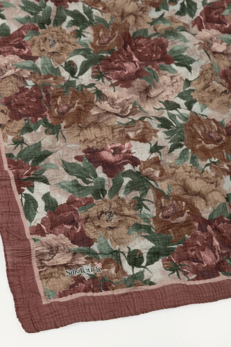 Tarçın Gece Çiçeği Desenli Müslin Eşarp - 3