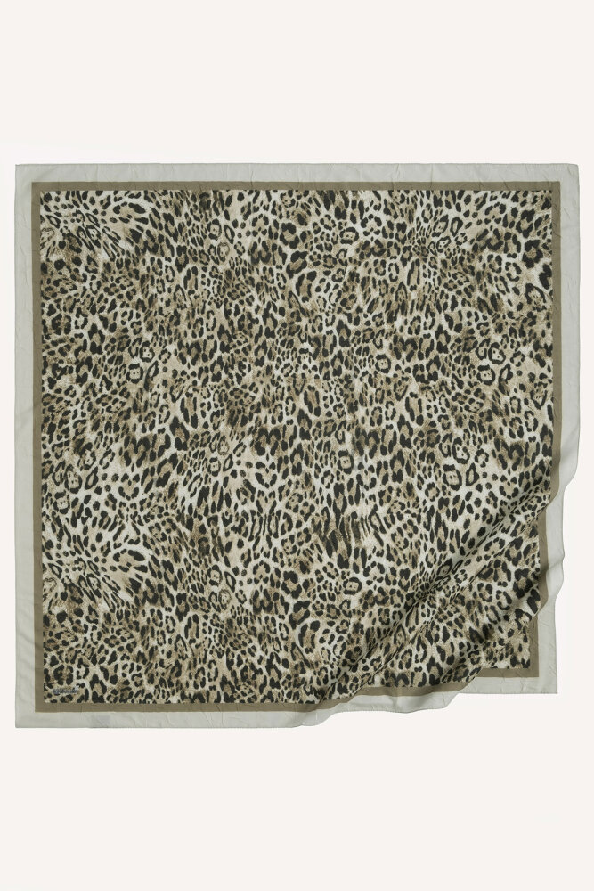 Taş Leopar Desenli Kraş Eşarp - 2