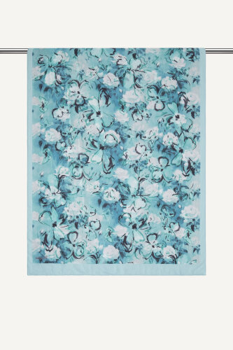 Turkuaz Pamuk Esintisi Desen Kraş Şal