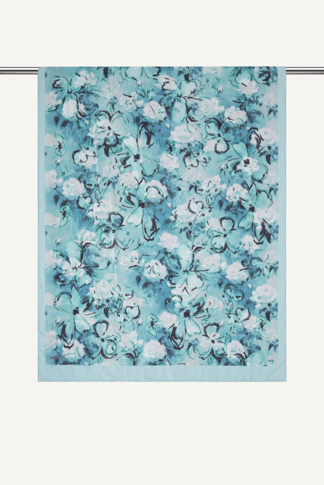 Turkuaz Pamuk Esintisi Desen Kraş Şal - 1