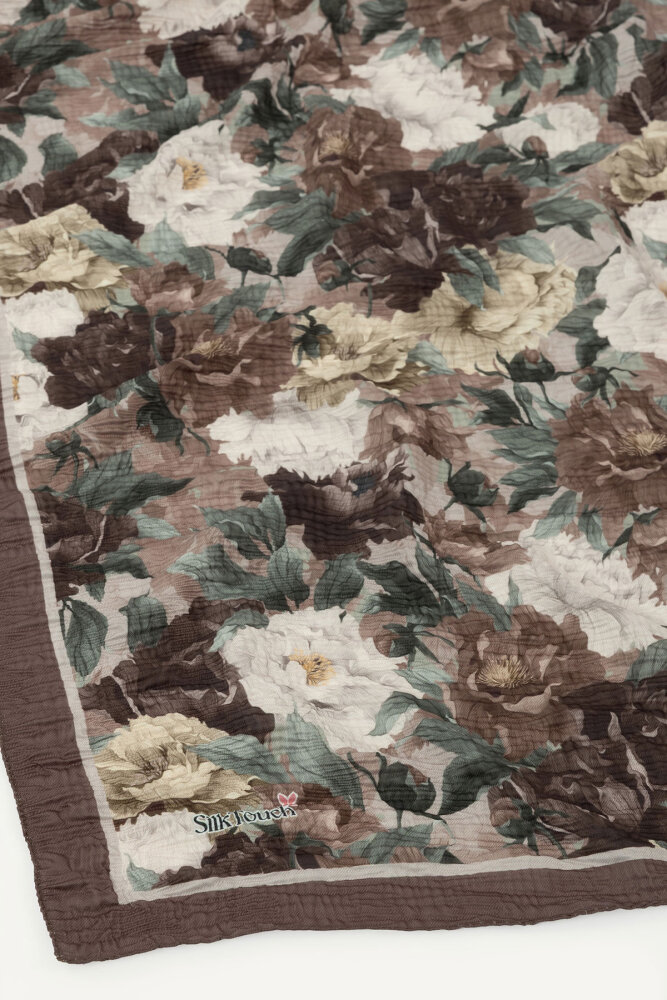 Vizon Gece Çiçeği Desenli Müslin Eşarp - 3