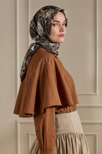 Vizon Gece Çiçeği Desenli Müslin Eşarp