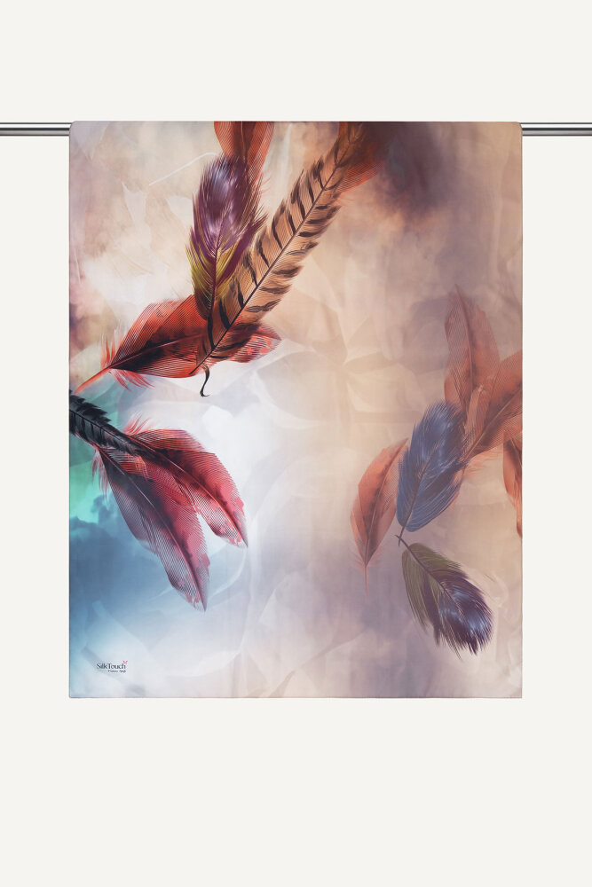 Vizon Kehribar Tüyü Desenli Fransız İpeği Şal - 2