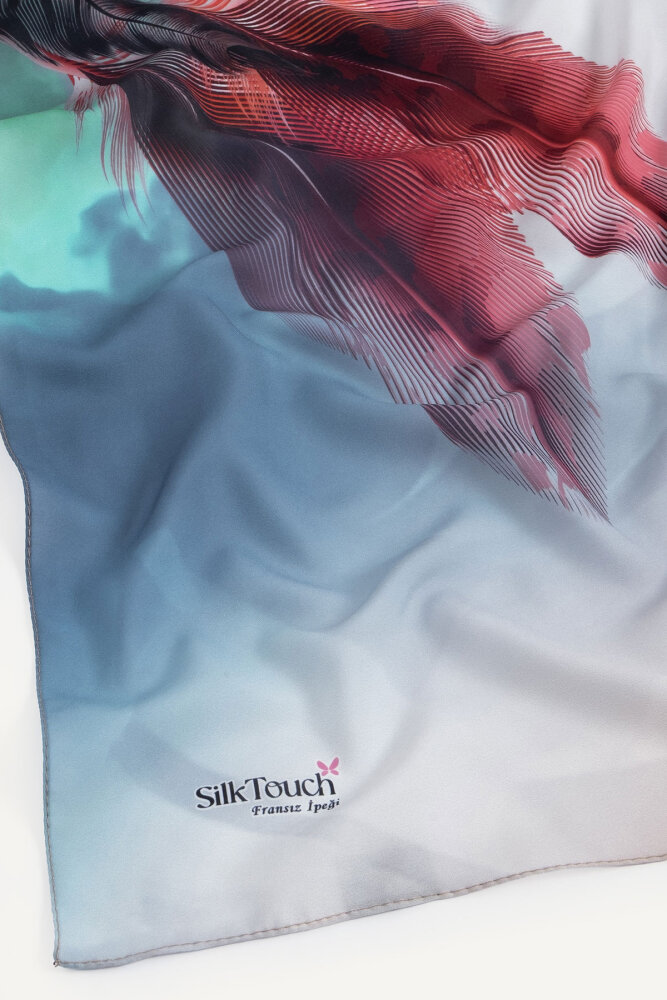 Vizon Kehribar Tüyü Desenli Fransız İpeği Şal - 3