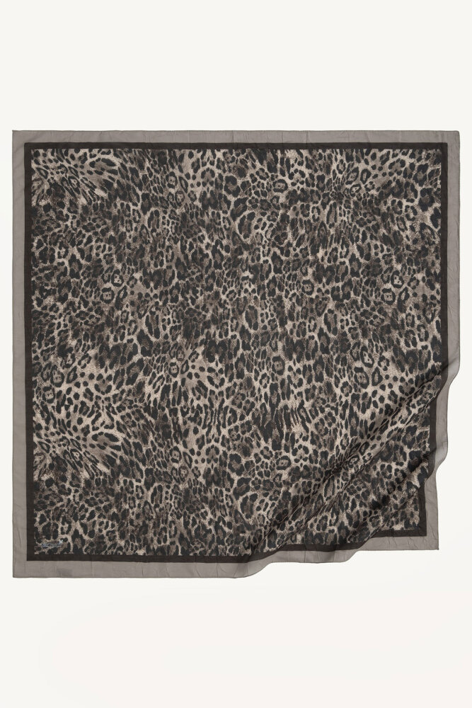 Vizon Leopar Desenli Kraş Eşarp - 2