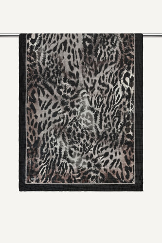 Vizon Leopar Desenli Müslin Şal