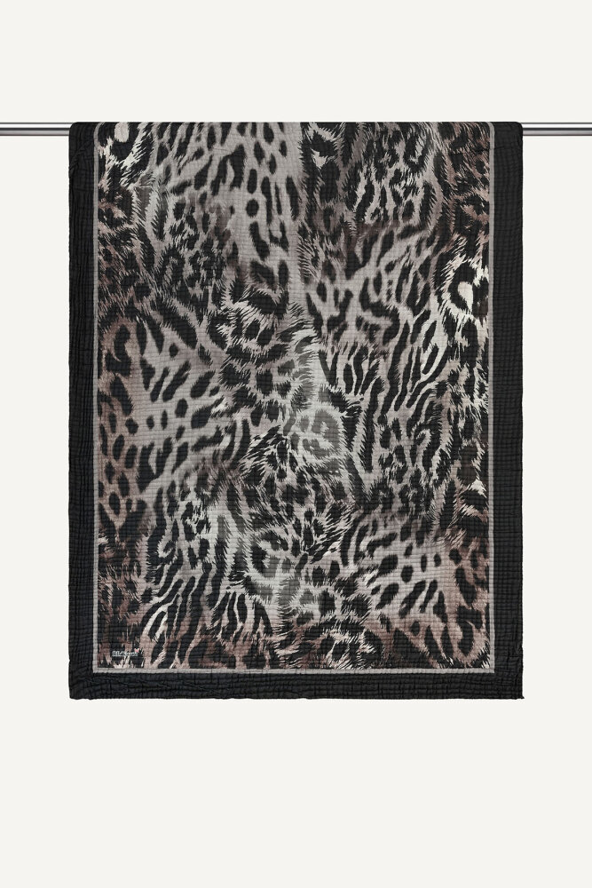 Vizon Leopar Desenli Müslin Şal - 1
