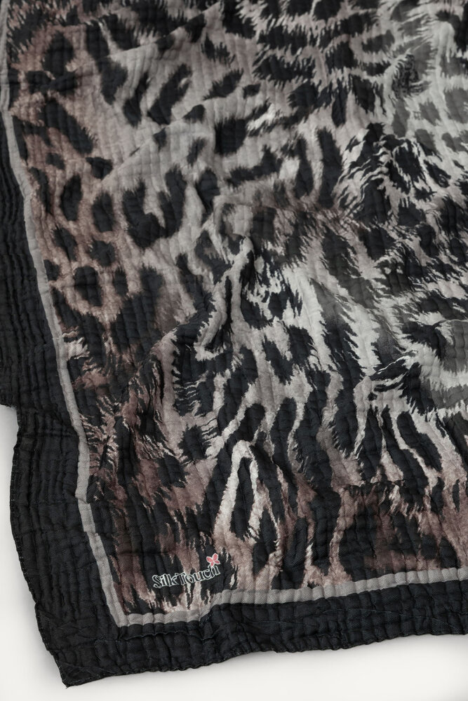 Vizon Leopar Desenli Müslin Şal - 2