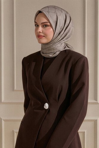 Vizon Monogram Desen Mercan Eşarp