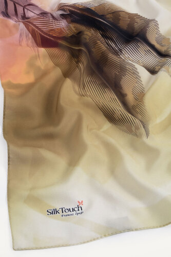 Yağ Yeşili Kehribar Tüyü Desenli Fransız İpeği Şal - 3