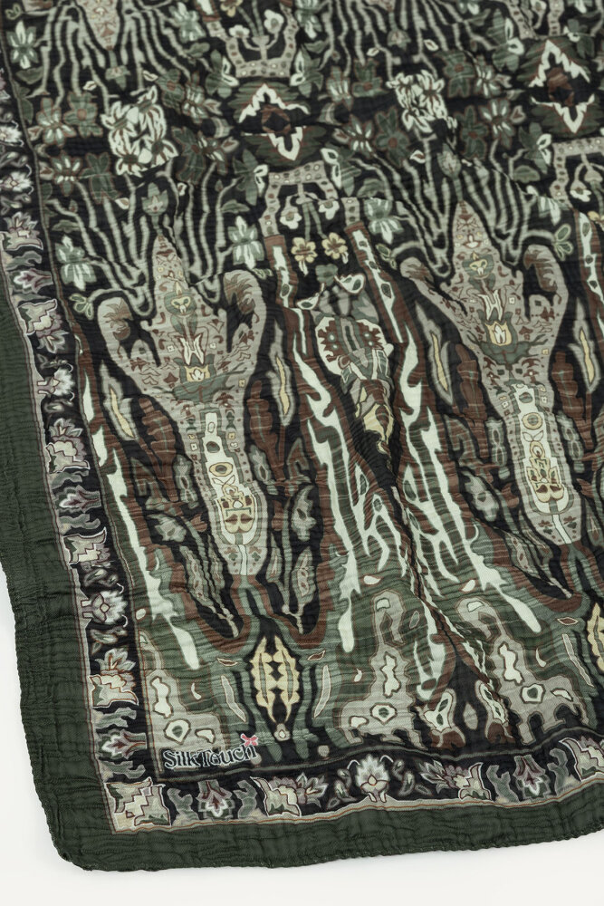 Yeşil Miras Desenli Müslin Eşarp - 3