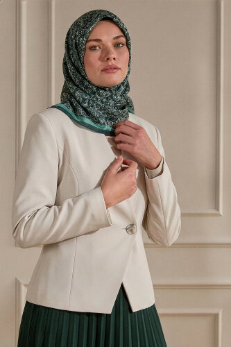 Zümrüt Etnik Desen Kristal Eşarp