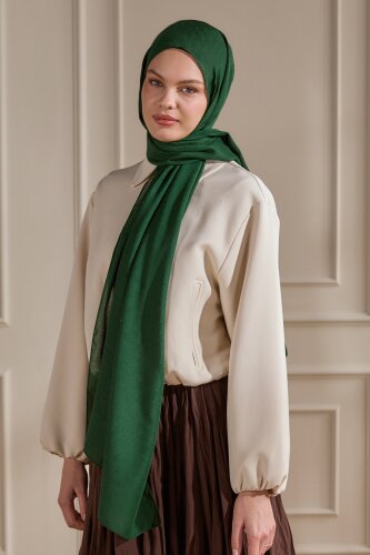 Zümrüt Piramit Monogram Desen Mercan Şal